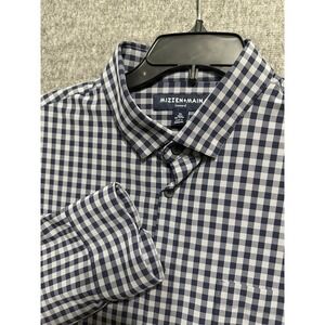 Mizzen Main Leeward Shirt Mens XL Blue Trim Fit Performance Checkered